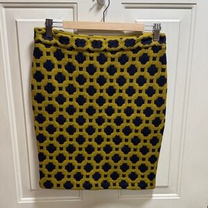 Charlie & Robin Elegant Geometric Pencil Mini Skirt Navy blue and green size 4